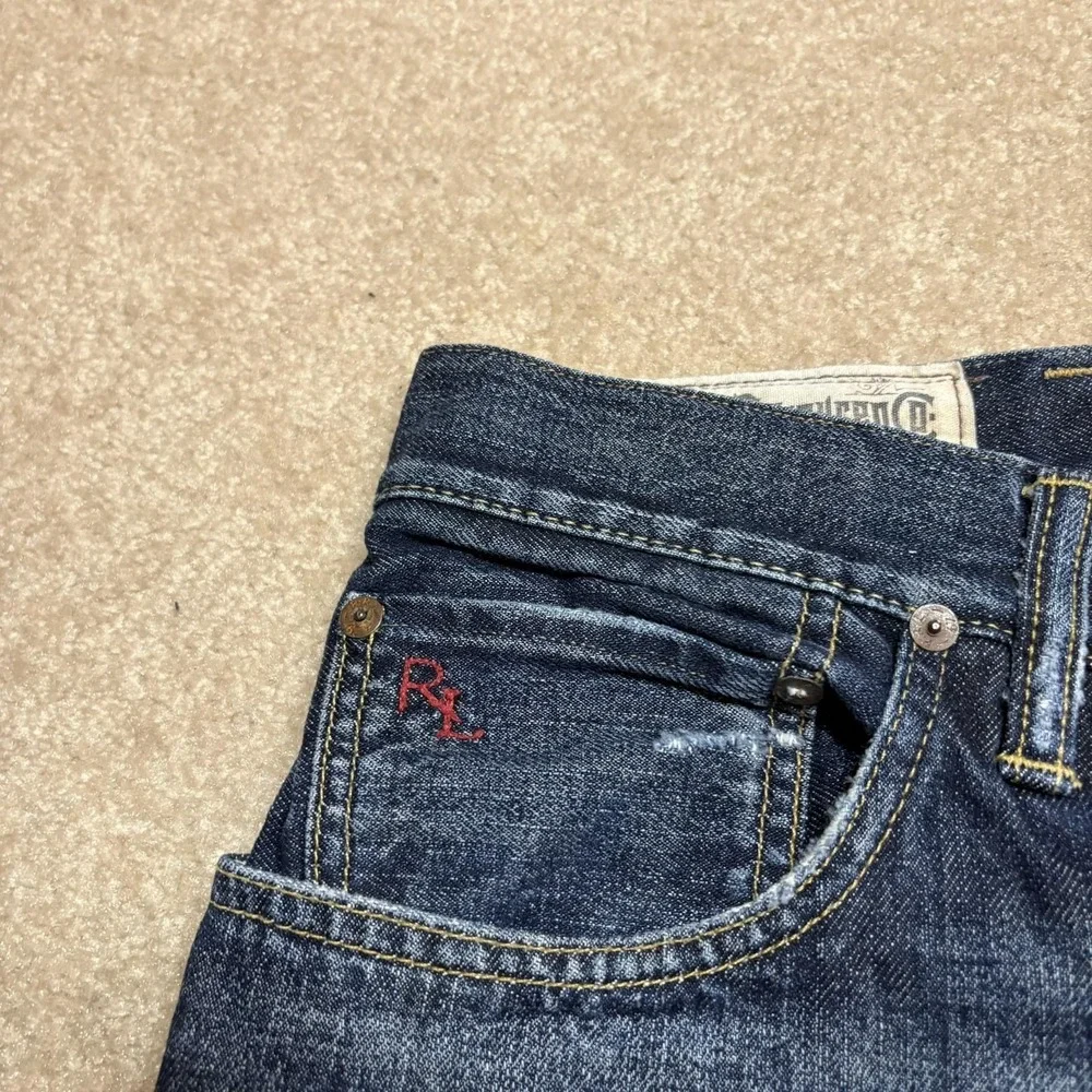 Polo Ralph Lauren Selvedge Denim Jeans Mens 44Bx30 Big Tall Straight Whiskers